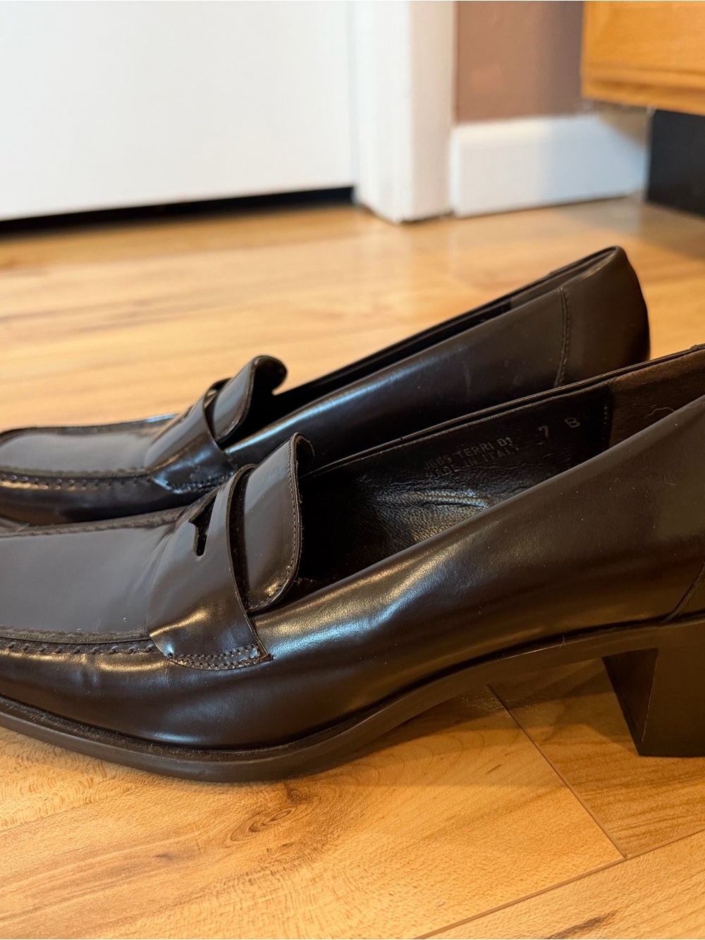 Coach Black Leather Heeled Loafers